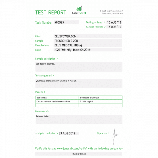Trenbolone Enanthate – Deus Medical - 200mg/mL