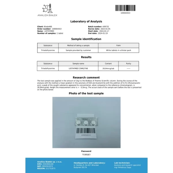 Thyromed T3 – Driada - 25mcg - 100tabs