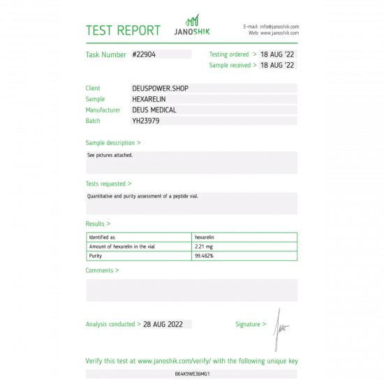 Hexarelin (Growth Hormone-Releasing Peptide) – Deus Medical - 2mg/vial