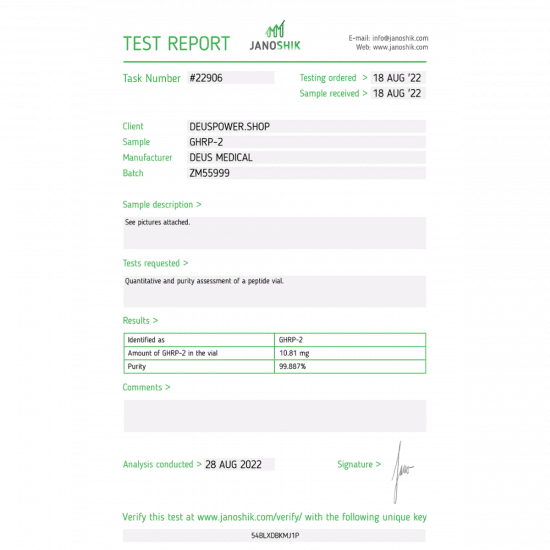 GHRP-2 (Growth Hormone-Releasing Peptide 2) – Deus Medical - 10mg/vial
