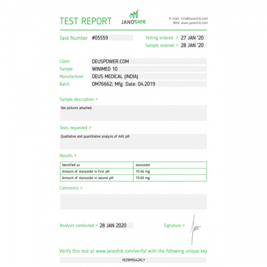 Stanozolol – Deus Medical - 10mg - 50tabs