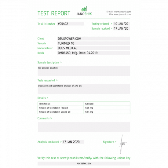 Turinabol – Deus Medical - 10mg - 50tabs
