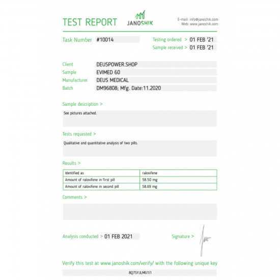 Raloxifene – Deus Medical - 60mg - 50tabs