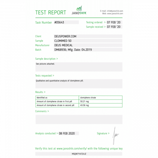 Clomid – Deus Medical - 50mg - 50tabs
