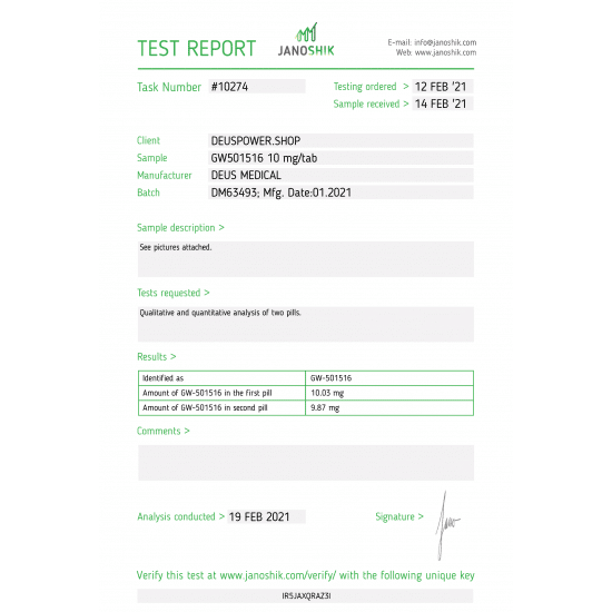 Cardarine (GW501516) – Deus Medical - 10mg - 50tabs