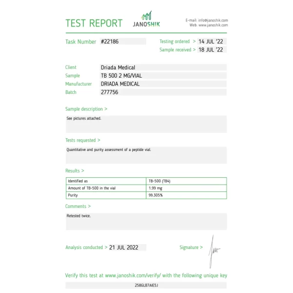 TB-500 (Thymosin Beta-4) – Driada - 2mg/vial
