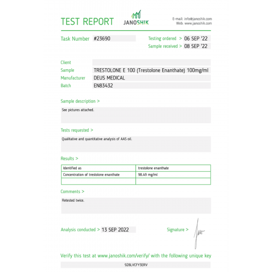 Trestolone Enanthate – Deus Medical - 100mg/mL