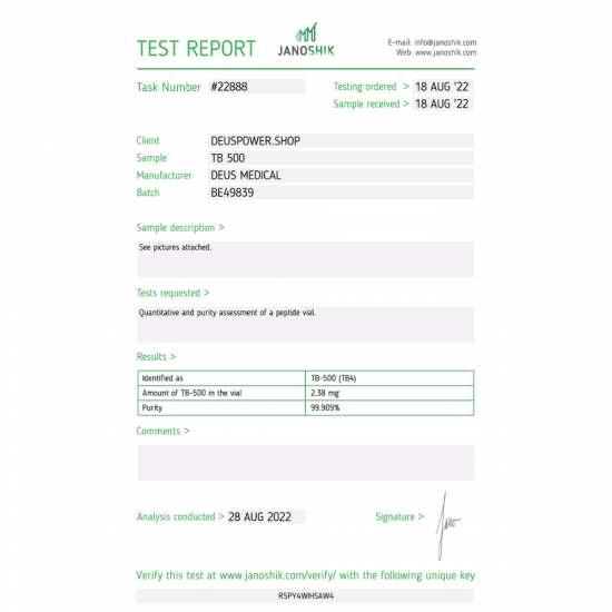 TB-500 (Thymosin Beta-4) – Deus Medical - 2mg/vial