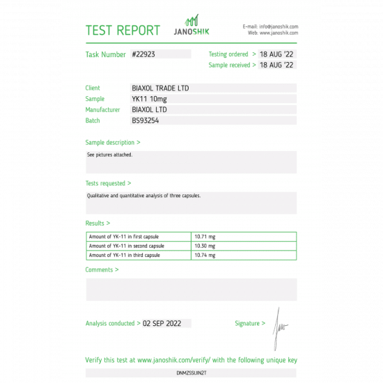 YK11 – Biaxol Supplements - 10mg - 60tabs